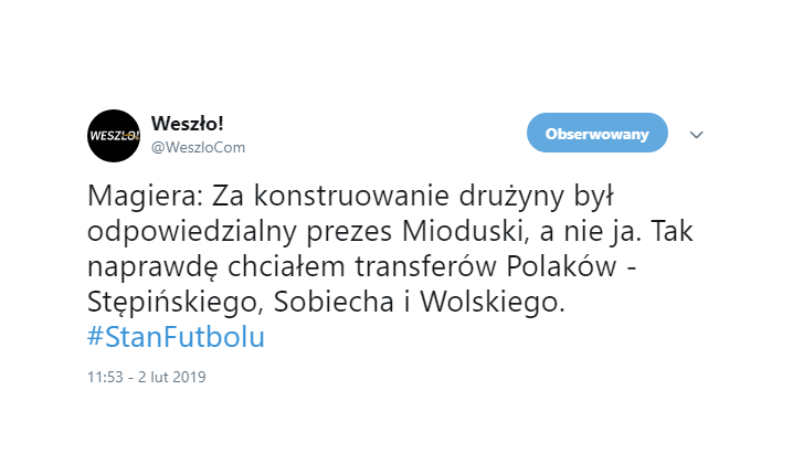 Magiera wyznał, których Polaków chciał sprowadzić do Legii